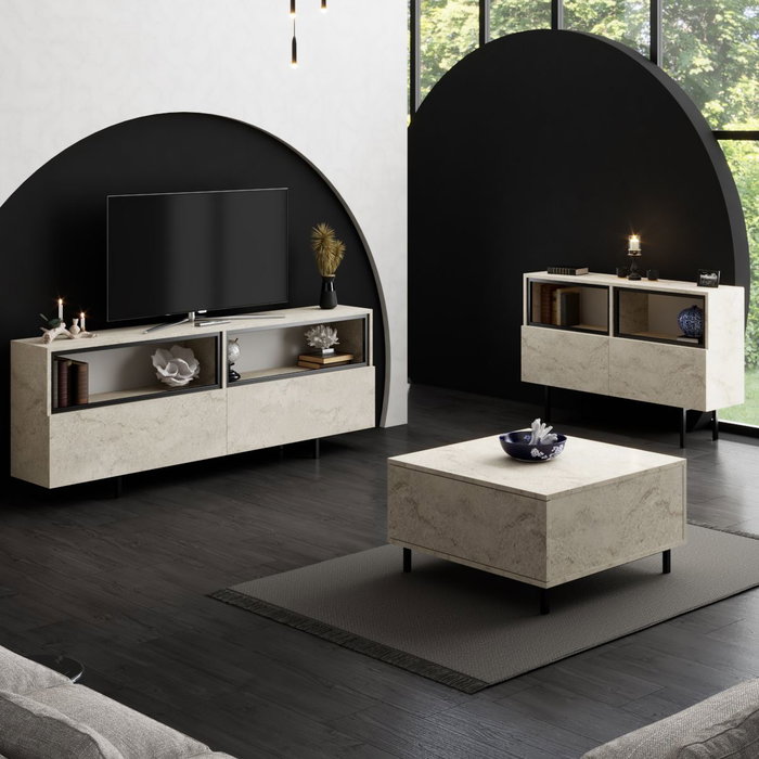 Hanah Home Ekol Up - Soporte para TV Travertino